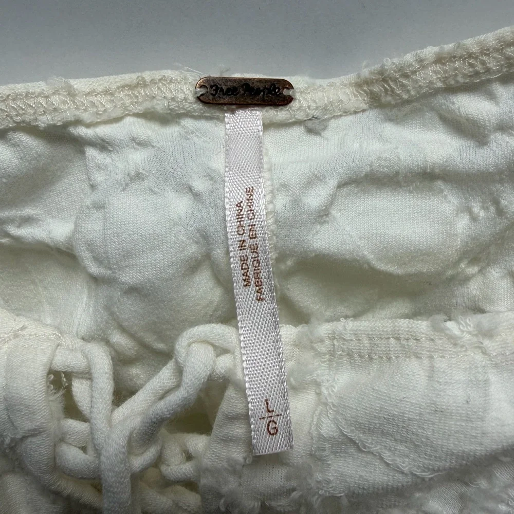 Free People Ivory Popsicle Top With Lace Up Detail Size Large - Picture 6 of 8